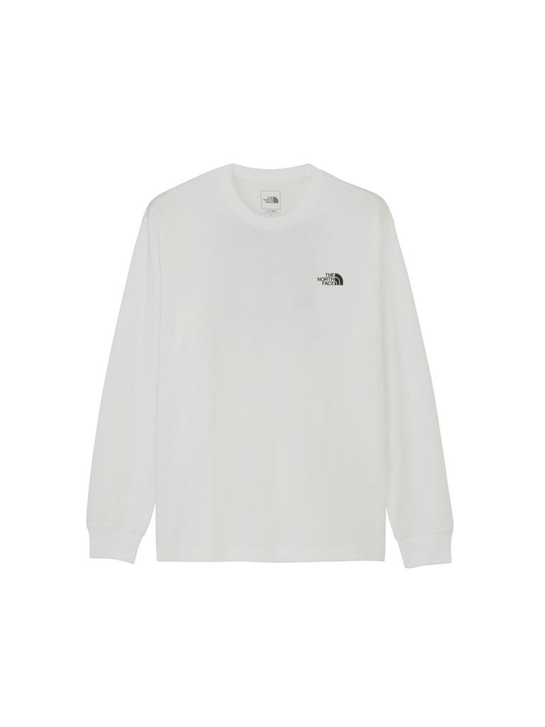 The North Face Long Sleeve Cut and Sew Back Square Logo Size M Tee, White/Black,