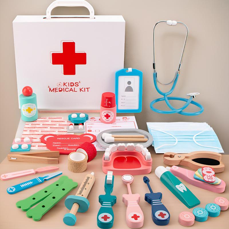 

Kids Doctor Playset: Real Medical Box for Pretend Play in Kindergarten or Dollhouse Areas Standard