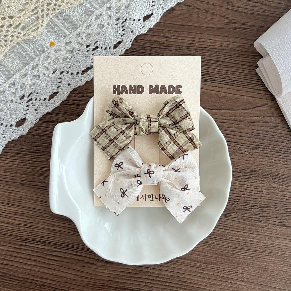 Children's Floral Bow Plaid Hair Clip