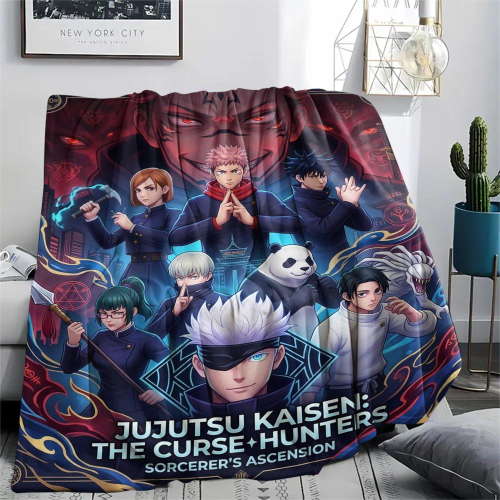 1PC Jujutsu Kaisen Patterned Flannel Blanket Suitable For All Seasons For Home Decor Warmth And Comfort Gifts Holiday Present