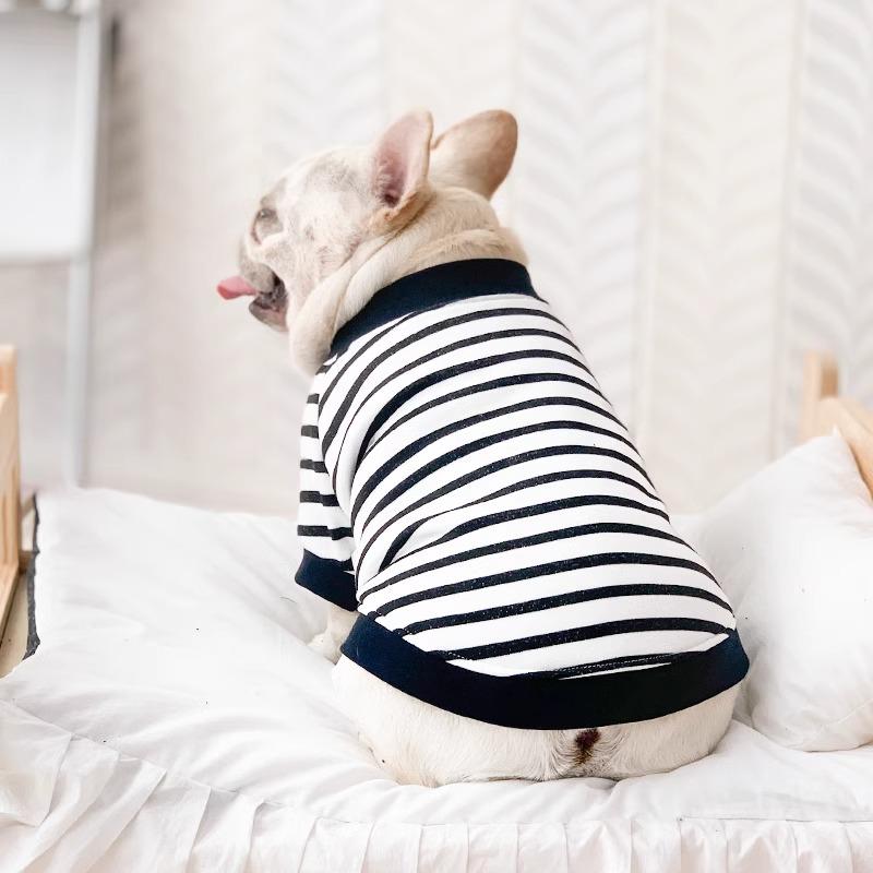 Striped Two-Legged Hoodie for French Bulldog, Pug, and Small Dogs - Light Spring & Autumn Wear