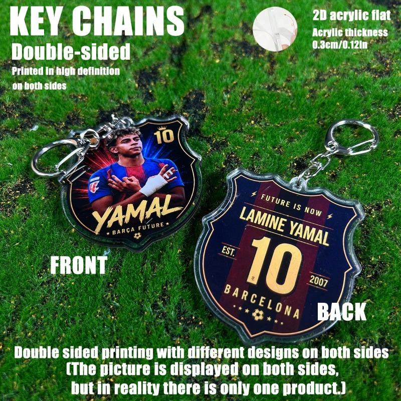 FC BARCA Acrylic Keychain – 2D Double-Sided Keyring for Bag, Keys, Backpack, Gavi Raphinha Pedri Yamal Cubarsi Football Pendant