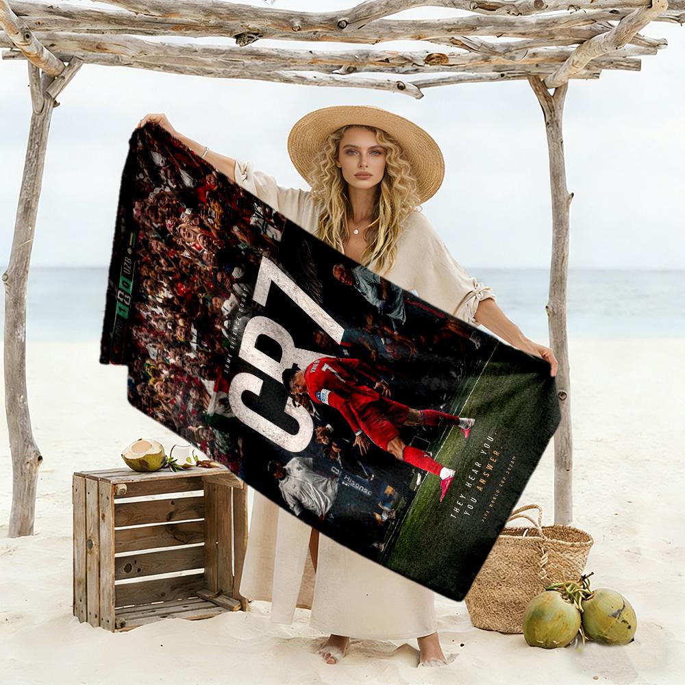 Cr7: Serviette de plage Révélée Séchage rapide Microfibre Douce Confortable Légère Portable pour la Natation, la Plage, le Camping, les Voyages, les Accessoires de Plage, la Salle de Sport