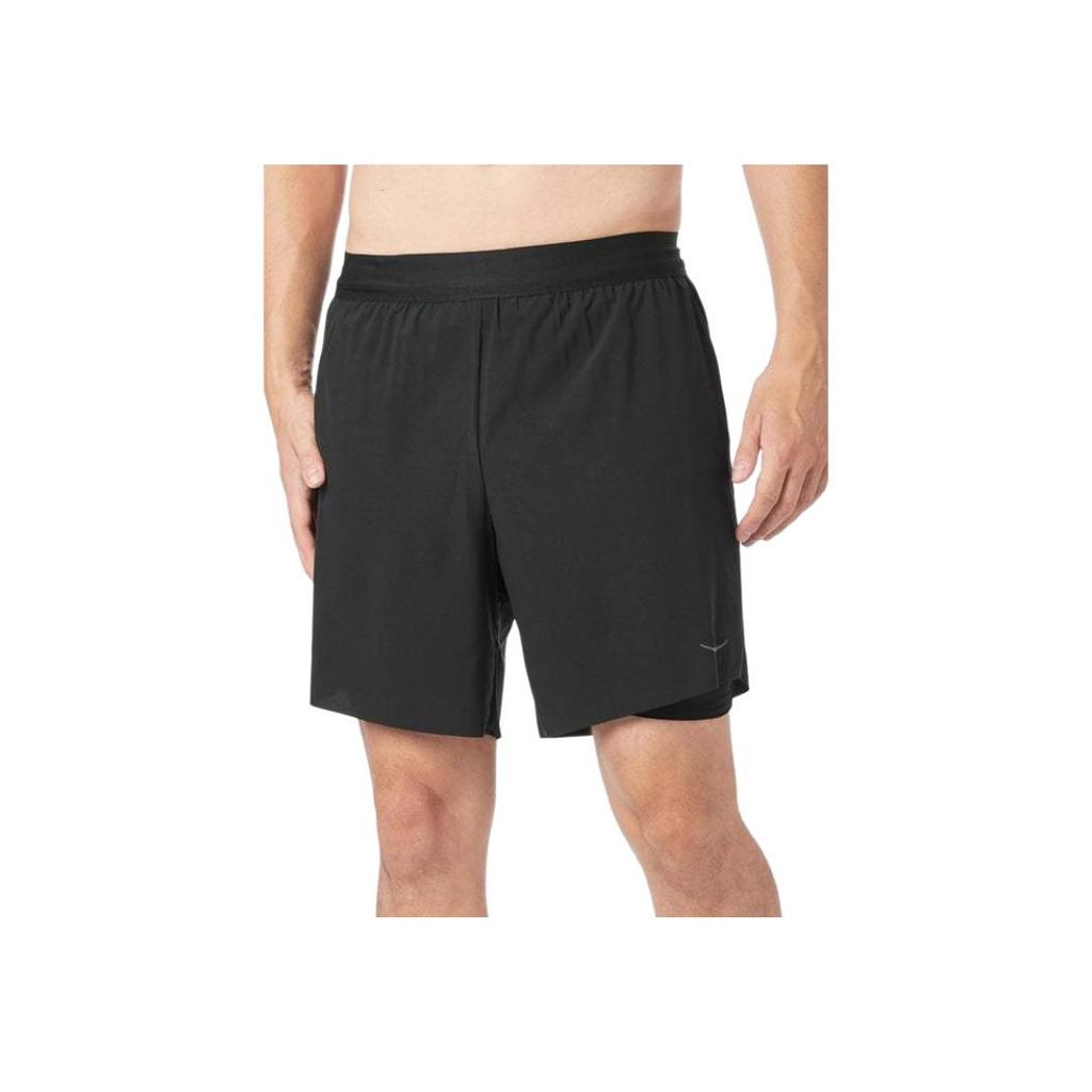 HOKA ONE ONE Solid Color Outdoor Mid Waist Elastic Casual Shorts Men shorts Black 1151080-BLK