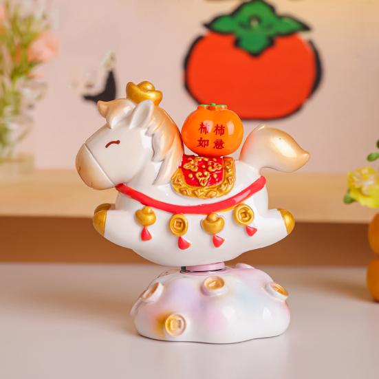Doll Ornament Horse Shape Rotatable Design Decorative Resin Figurine Crack-resistant Vivid Doll Figurine