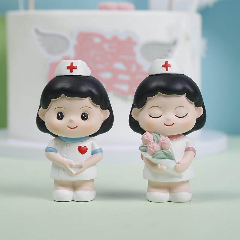 Hvit Engel Sykepleier Resin Hjemmedekorasjon Figur Actionfigur Modell Barn Gave Bursdagskake Tilbehør og Borddekorasjon