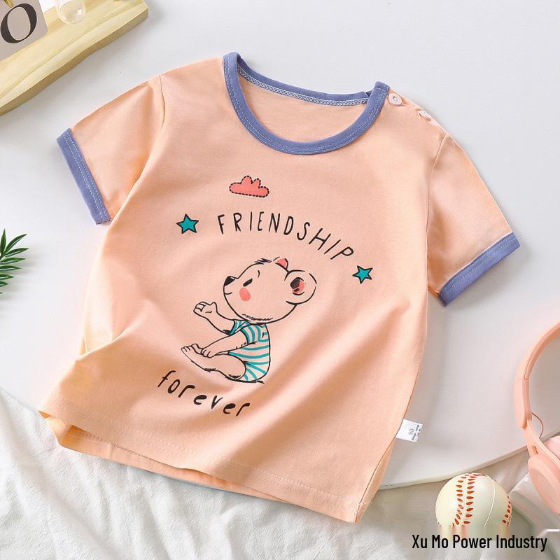 Kids' Cartoon Short Sleeve T-Shirt: Korean Style for Boys and Girls