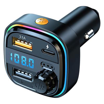 Transmisor FM, Cargador de Coche, Modelo Evolución 2023, Bluetooth 5.0, 2 Puertos USB, Pantalla LED,