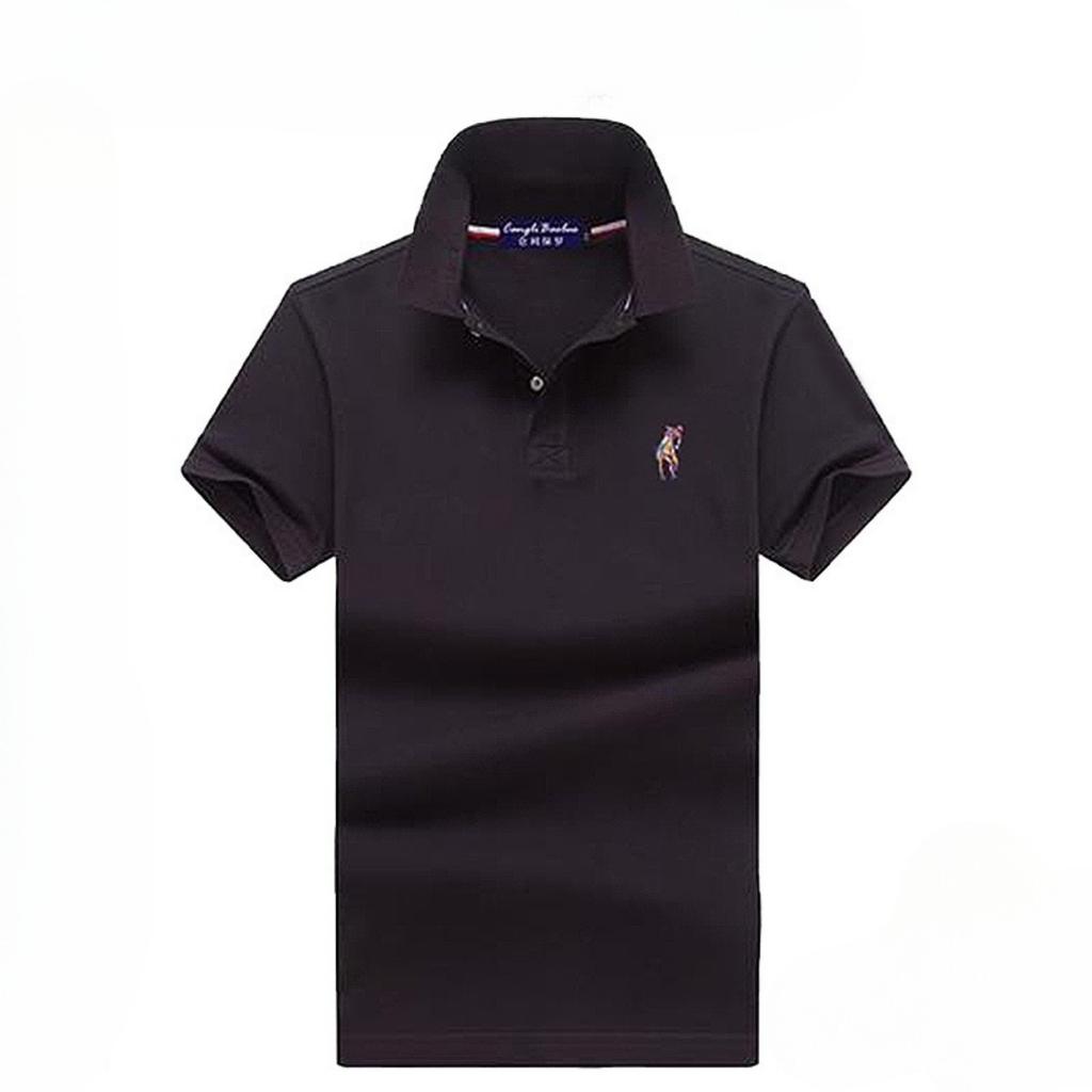 TrendHub Polo Shirt Cotton Mens Short Sleeve Solid Color Embroidery Business Casual Polo Shirt