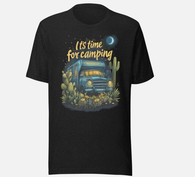 CAMPING T-Shirt - TRAVEL RV ROAD TRIP - BLACK HEATHER - ALL SIZES T-T-Shirt S