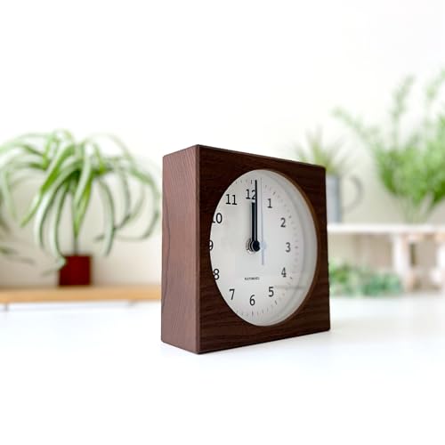 KATOMOKU Dual Use Clock 4, Brown, km-95BRRC, Radio-Controlled Clock, Wall or Tabletop Use, Continuous Second Hand, 14cm