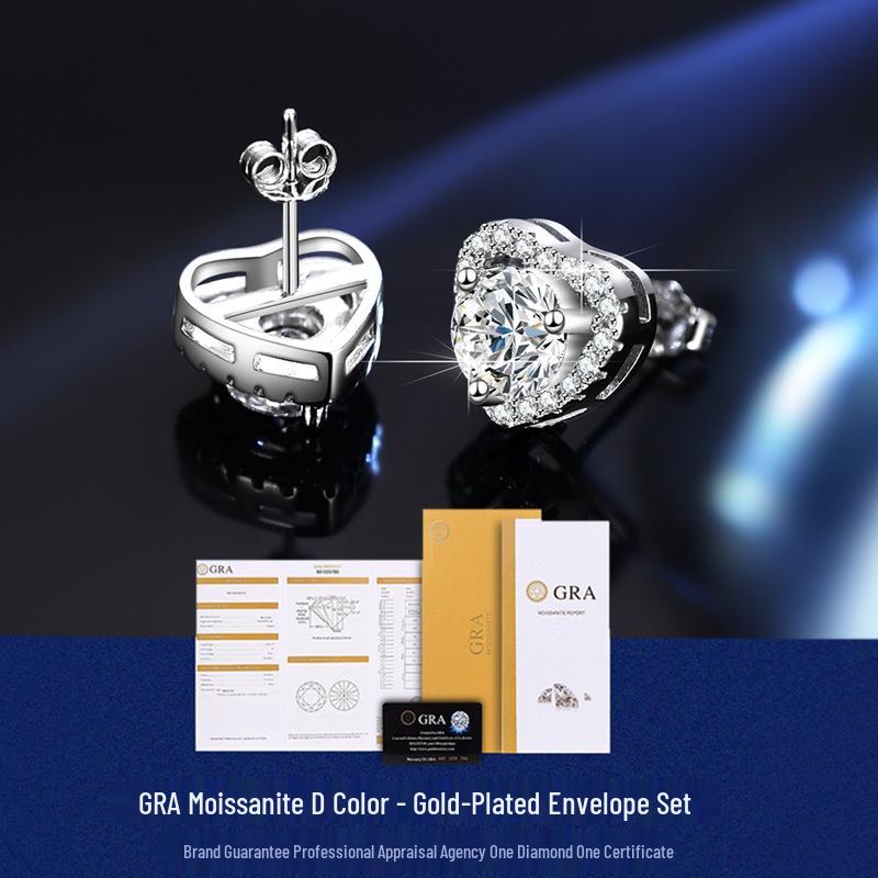 925 Sterling Silver Heart-Shaped Moissanite Jewelry Set: Ring, Necklace, Earrings