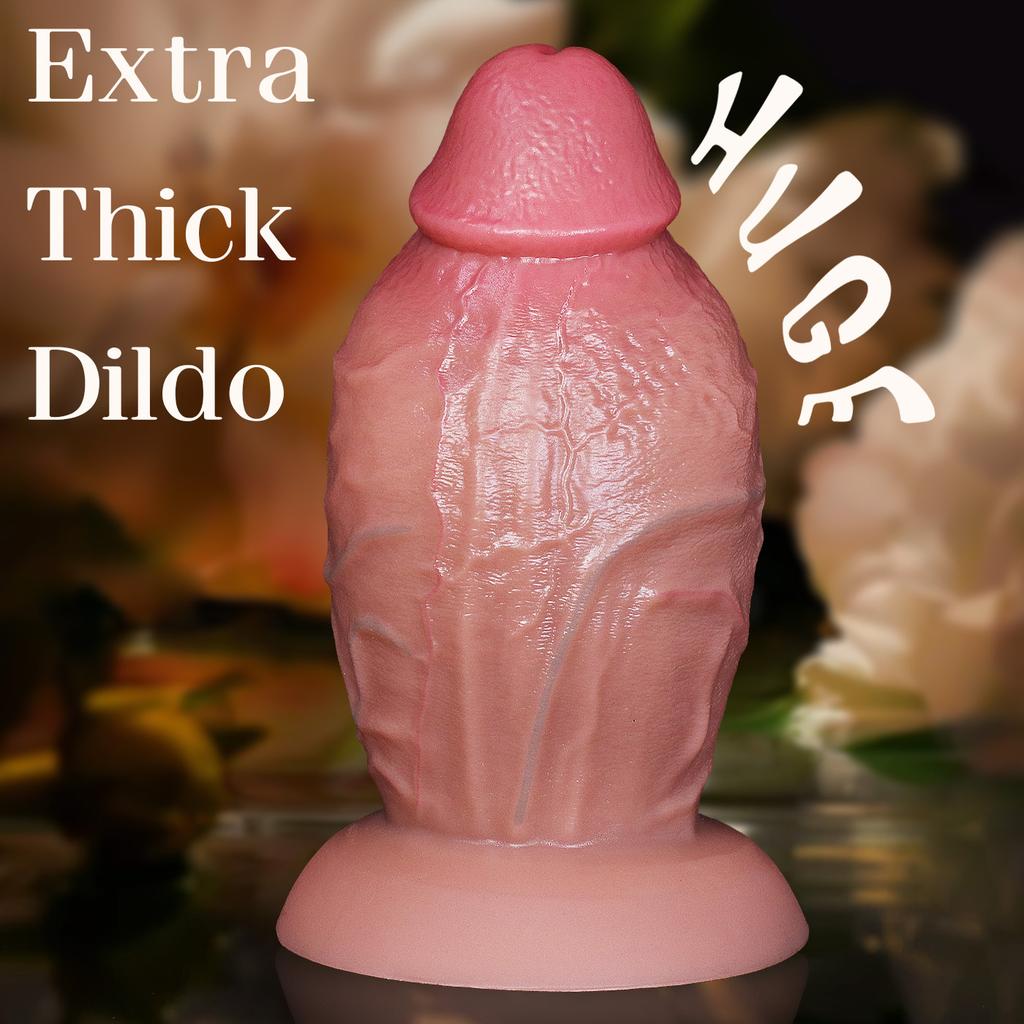 Oversized Liquid Silicone Dildo with Strong Suction Cup, 10cm Diameter, Soft Body-Safe Silicone, Waterproof, Discreet Packaging