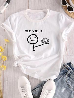 T-shirt en coton blanc coupe décontractée avec design classique pour femmes