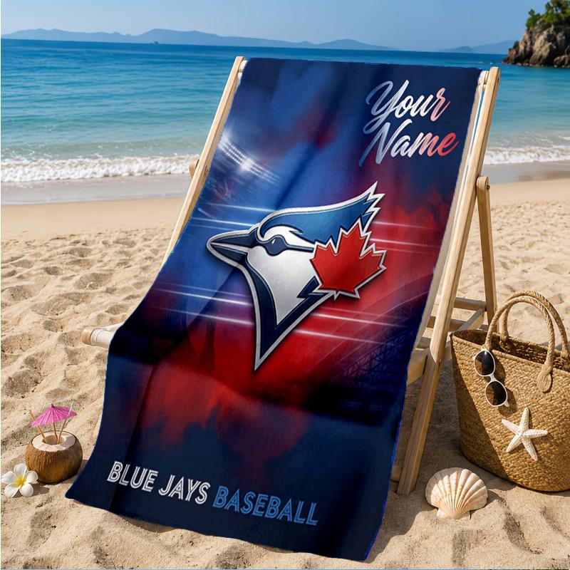 Custom Name Torontos baseball Personalized Microfiber Beach Towel, Quick-Dry, Ideal for Summer Travel, Beach Essential, Swimming