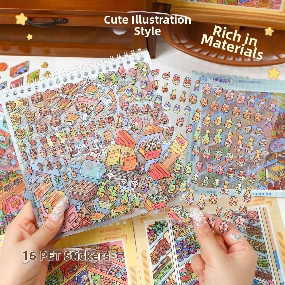 Cartoon Miniature Landscape Sticker Collection Decorative Visual Stacking DIY Cabin Scene Sticker 3D Landscape Sticker Book