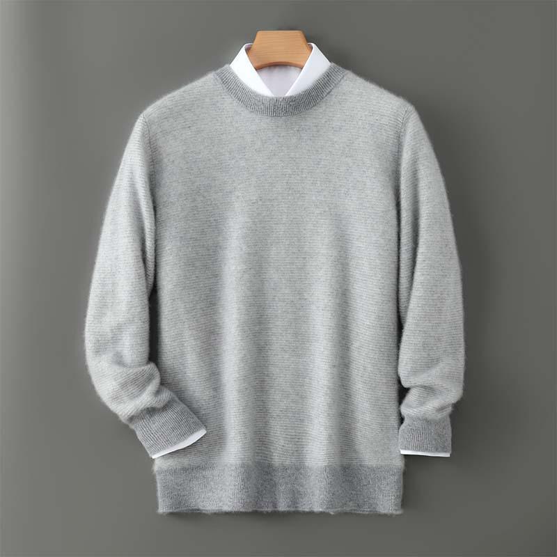 Men s Luxurious Pure Wool Thick Round Neck Sweater 2XL