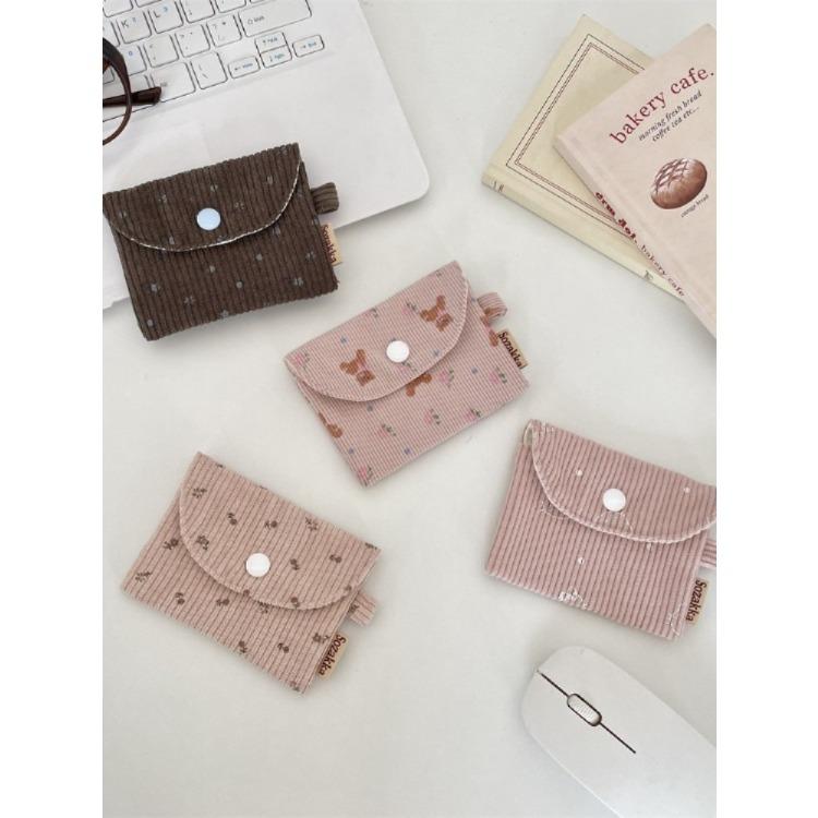 Corduroy Small Coin Wallet  Card Case  Coin Storage  Student Wallet  Card Case  ID Card Bag