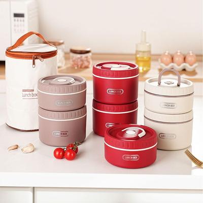 304 Stainless Steel Insulated Three-Layer Lunch Box, Microwave Safe for Home or Dorm Use