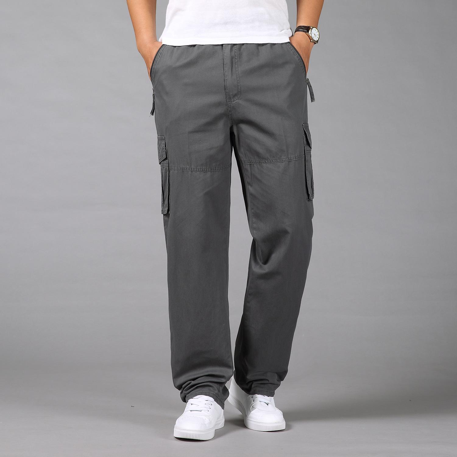 

Мужские повседневные брюки большого размера, весенне-осенние хлопковые эластичные рабочие брюки большого размера, мужские повседневные рабочие брюки в американском стиле, мужские XXXL