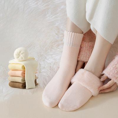 Female Autumn and Winter Add Velvet To Keep Warm Moon Son Sleep Floor Tube Socks