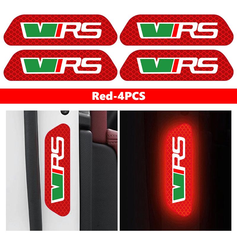 AAFO1 For Skoda Night Reflective Car Door Sticker Safety Warning Reflector Tape Decal Accessories S Kodiaq Octavia 2 3 Yeti Karoq