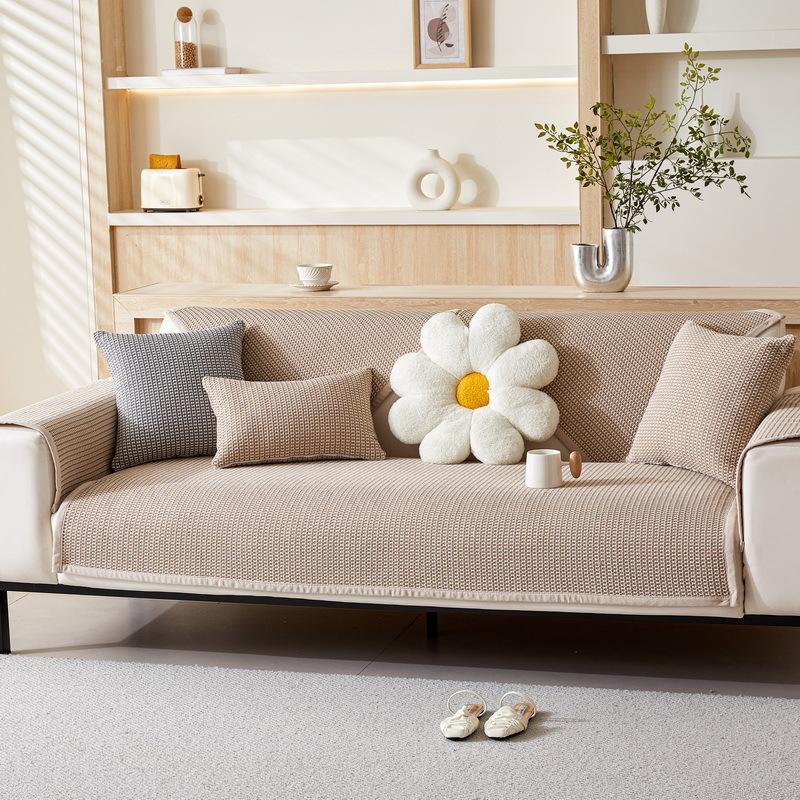 Baumwollfaden Gewebtes Sofakissen Modern Schlicht Einfarbige Sofadecke Ganzjahres-Universalstoff Sofahandtuch Neues Kissen
