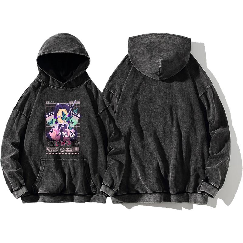 

Аниме Клинок, рассекающий демонов Кочо Шинобу Милый принт Толстовки с капюшоном для мужчин и женщин из стираного хлопка больших размеров Толстовка Уличная одежда Харадзюку XXXL чёрный