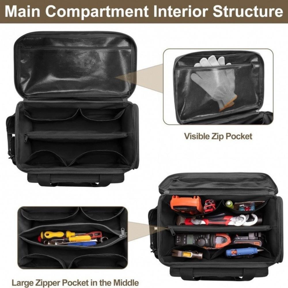 Black Hand Tool Bag Men Work Handbag Multifunctional Tool Storage Bag
