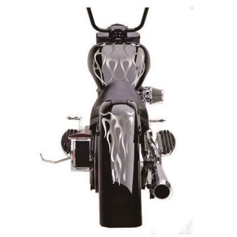 Waterproof Matte Silver Motorcycle Flame Sticker Kit For Fender Decorative Decal