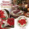 Set von 4 runden Weihnachtsplatzdeckchen, bedruckte Thermo-Tischsets für die Dekoration des Esszimmers