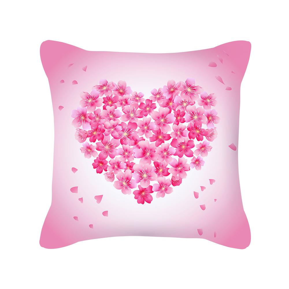 Peach Skin Pillowcase Valentine's Day Pillowcase Pink Heart-shaped Pillow Romantic Series Home Decoration Sofa Cushion Cover
