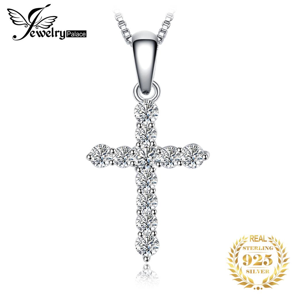 JewelryPalace Cross Sideway 925 Silver Cubic Zirconia Pendant Necklace for Women Yellow Gold Rose Gold Plated No Chain