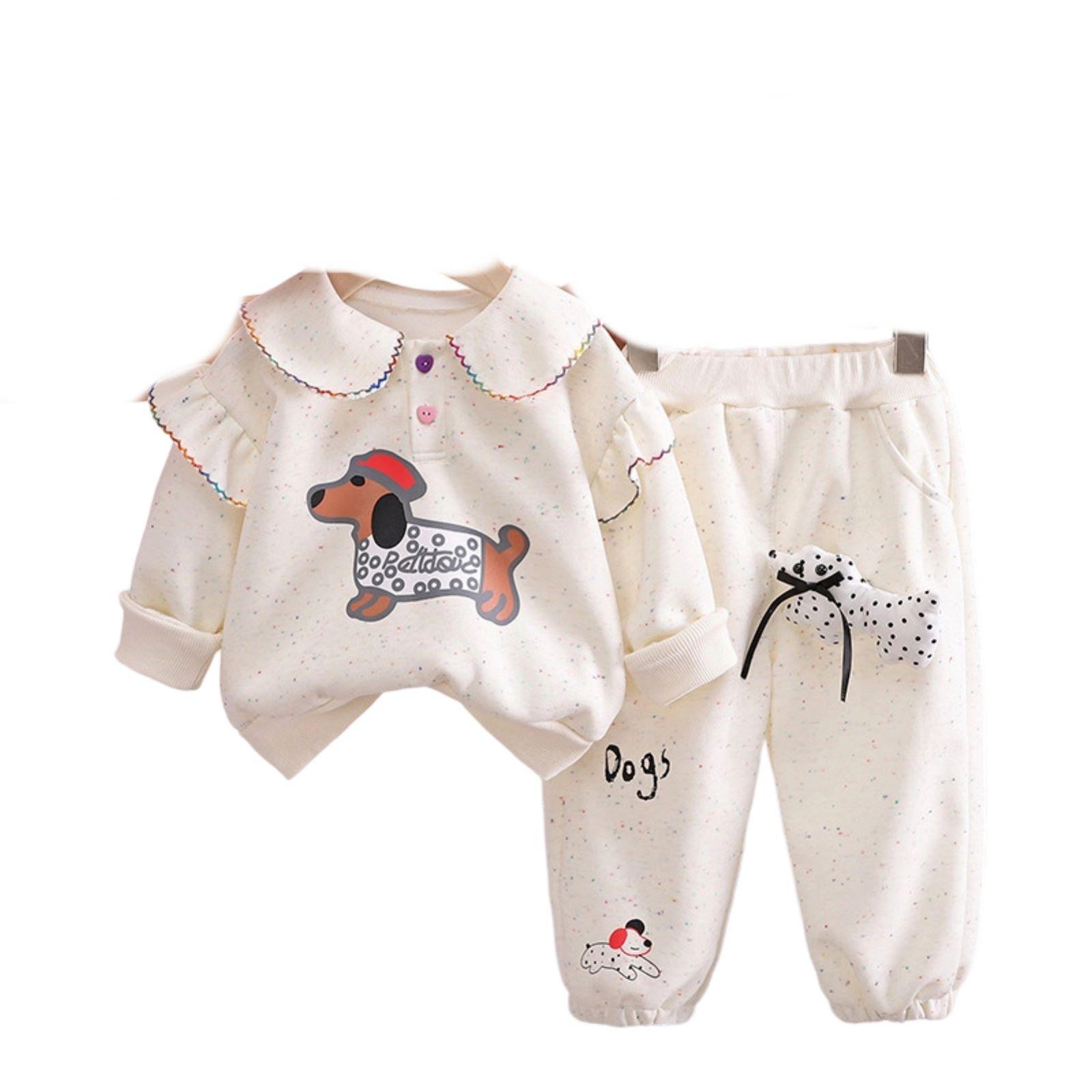 

Kids Casual Long-Sleeve Set, Comfortable Daily Wear Outfits 120 білий