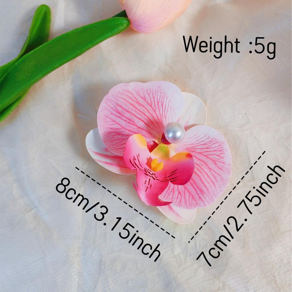 Artificial Orchid Flower Butterfly Hair Clips for Woman Girls Phalaenopsis Pearl Duckbill Hairgrips Hairpins Hair Accessories