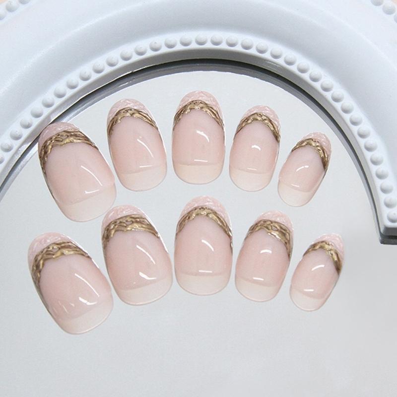 Unghie finte lucide da premere con mandorla, unghie adesive in 12 misure, 24 pezzi punte per unghie francesi per decorazioni fai da te per nail art