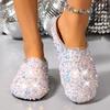 Fashion Women's Sequined Baotou Semi-slippers Wear New Autumn Temperament with Skirt Non-slip Flat Lazy Sandals and Slippers