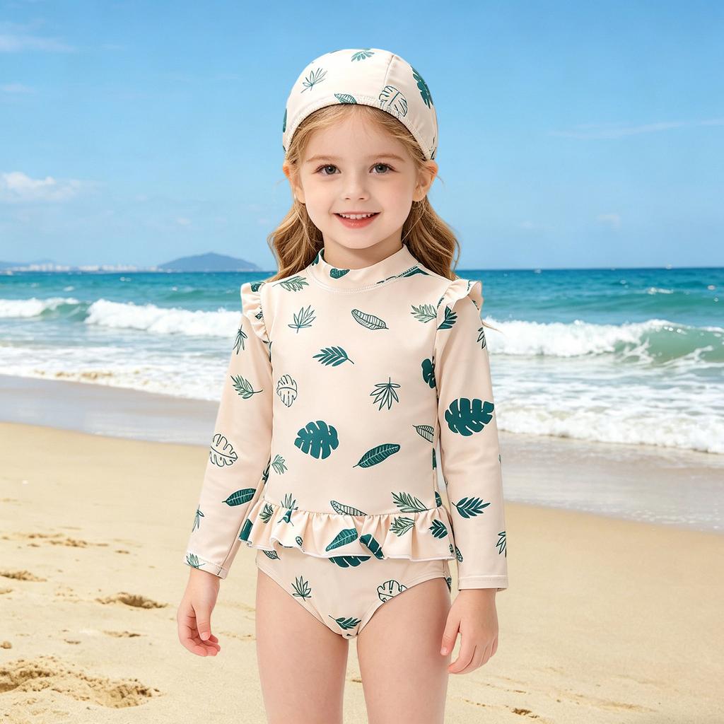 Costume da bagno a maniche lunghe per bambina - Carino costume intero ad asciugatura rapida