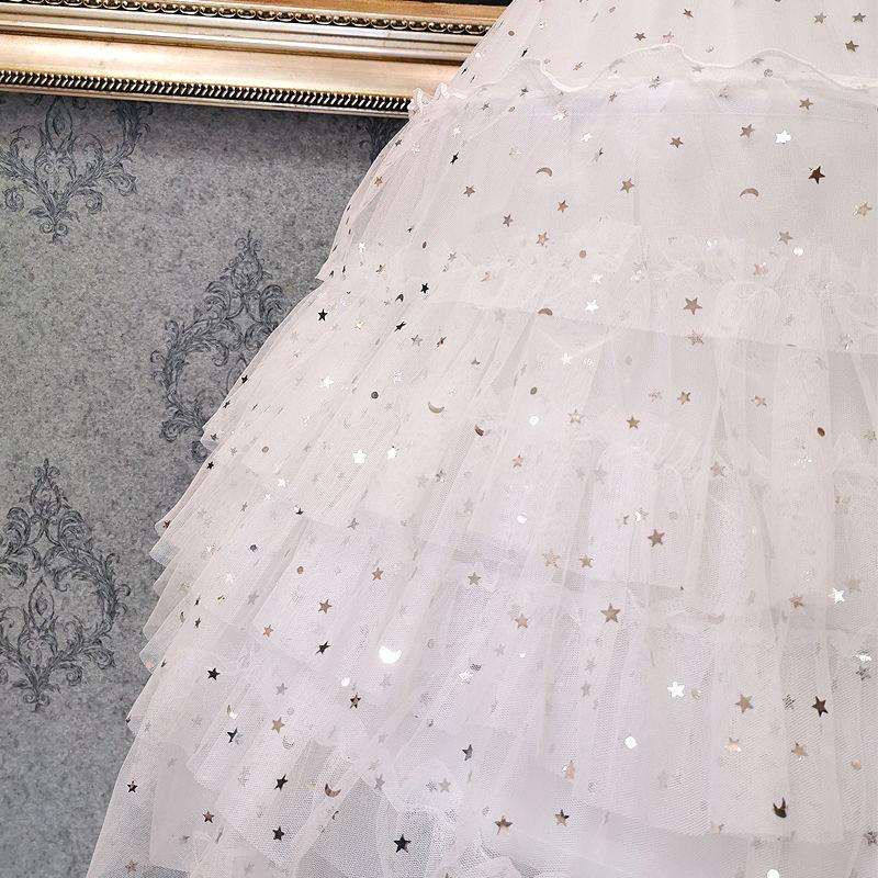 Star Moon Tassel Lolita Skirts Crinoline Petticoat Underskirt Women Star Skirt Violence Carmen Petticoat Chiffon Skirt