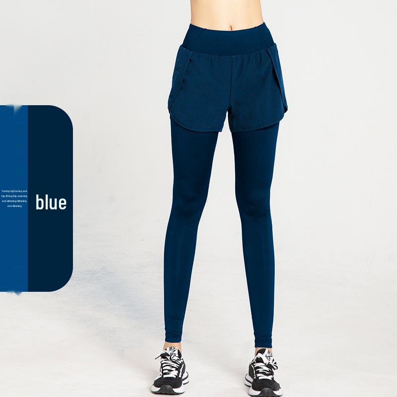 

High-Waist Two-Piece-Style Quick-Dry Running Leggings with Pocket XXL синій