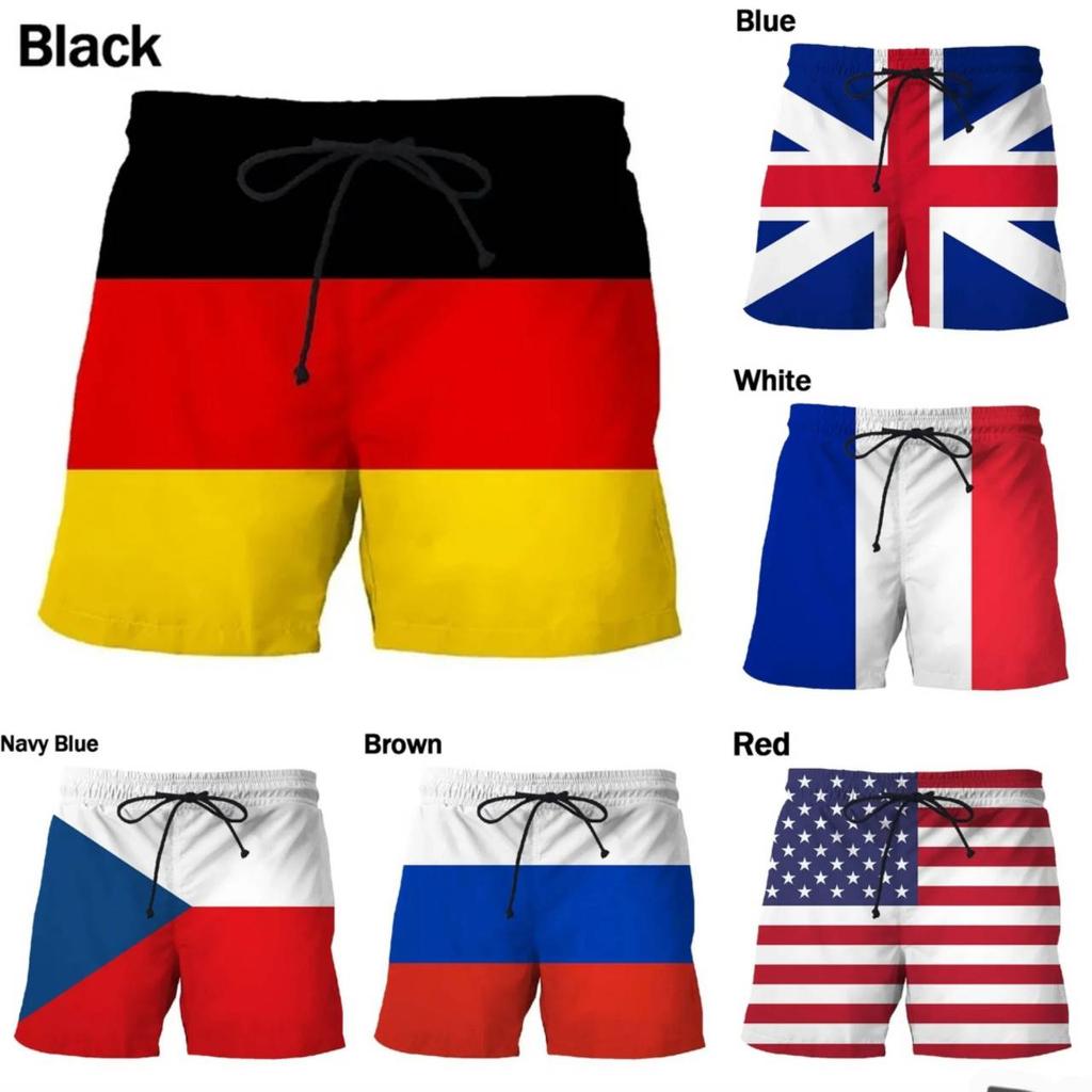 Boxing Shorts USA UK Czech Russia France Germany Flag 3D Print Training Unisex Men Women Quick Dry Fitness Gym Sport Workout Casual Streetwear