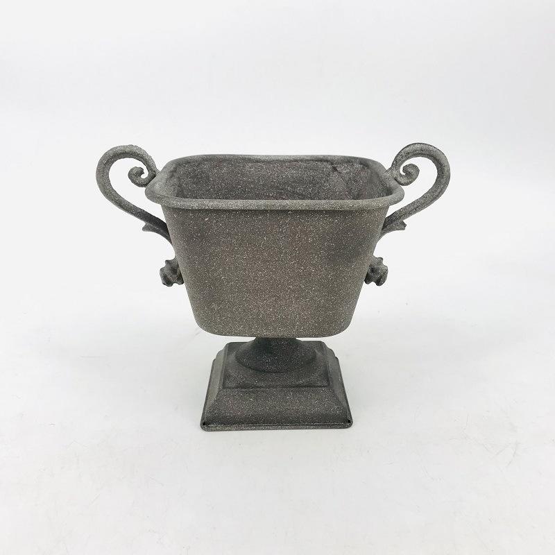 Vintage American Tall Flower Pot Cast Iron Wide Mouth Vase Living Room Decor Photo Prop