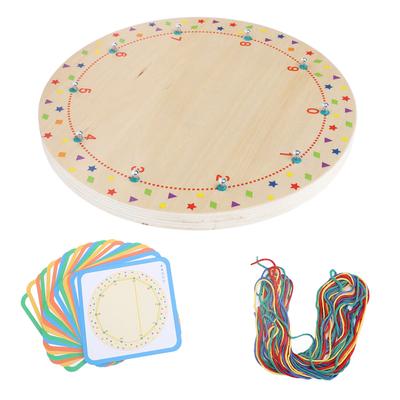 Wooden Geoboard with Threads Geometric Shape Pattern Mathematical Board Winding Toy for Kids Early Education