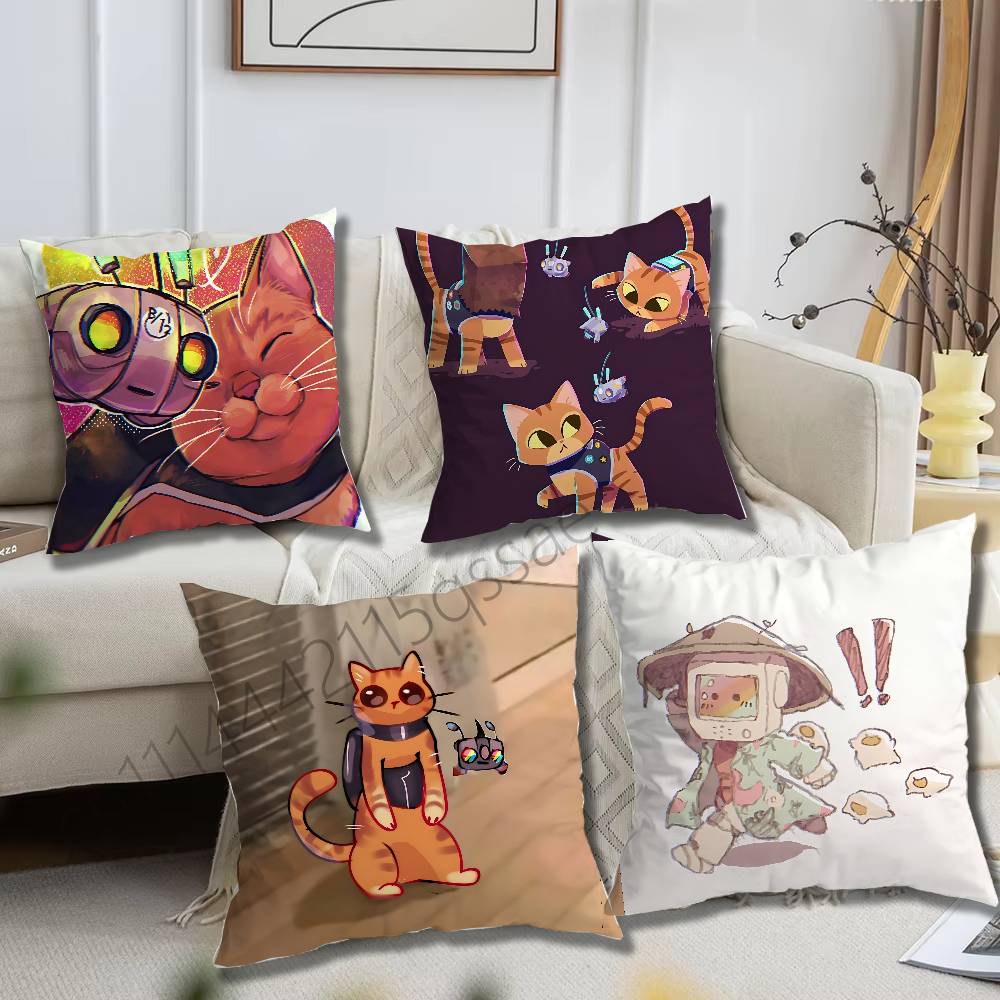 Game Orange Stray cat Single Throw Pillow Case Cover Sofa Cushion Home Room Decor