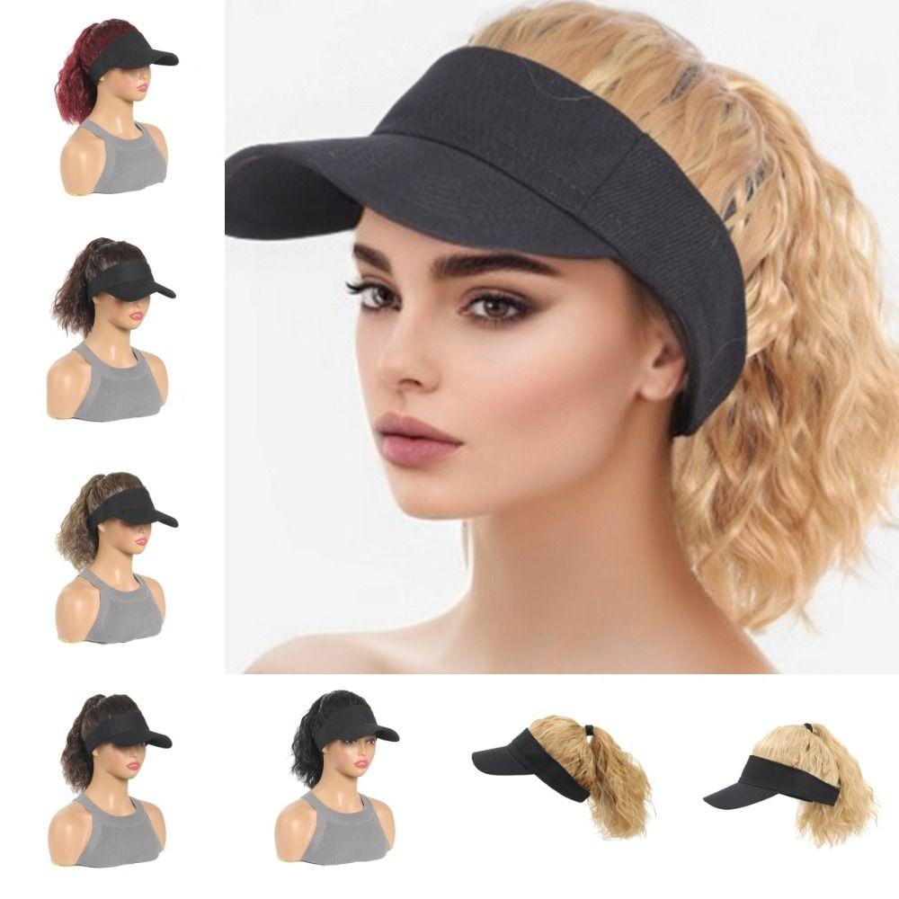 Baseball Cap Ponytail Curly Hair With Cap Hollow Top Summer Sunshade Cap Wig  Travel