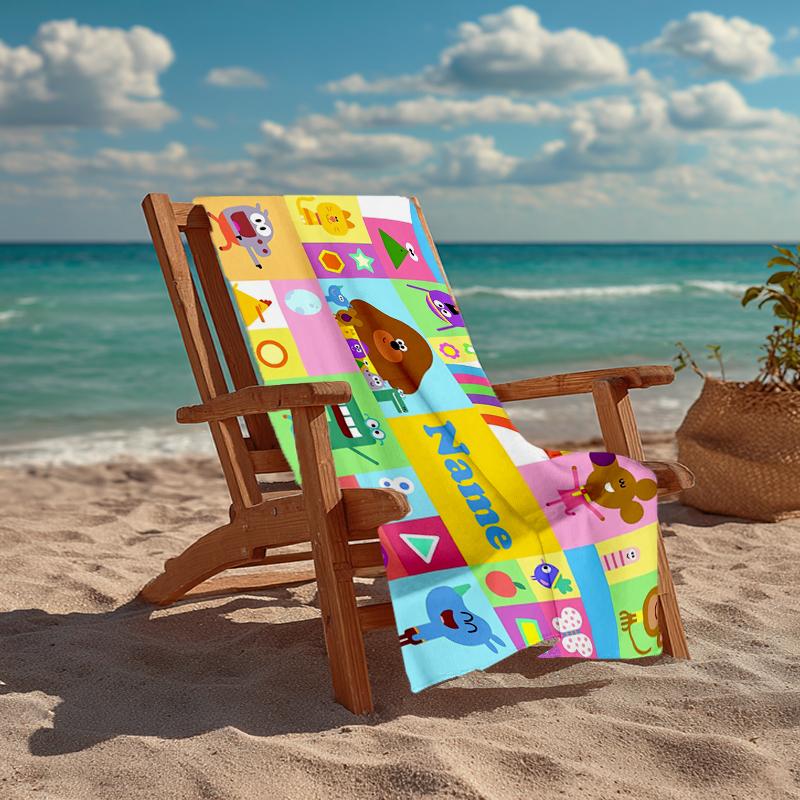 Custom Name Ultra-Soft Beach Towel with Hey Duggee Theme,Ideal for Pool - Camping, Diving - Perfect Travel Essential, Vibrant Beach Towel.