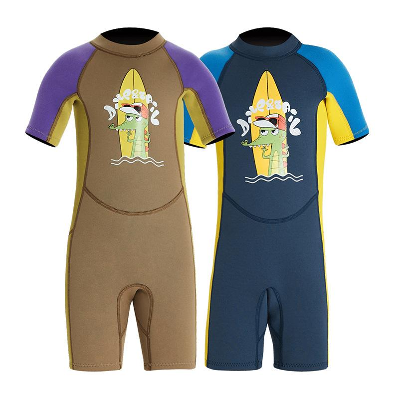 New 2.5MM children's wetsuit thermal one-piece short-sleeved wetsuit medium and older children's cold-proof snorkeling surf suit