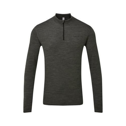 TOG24 Camiseta masculina de lã Merino Nevis com zíper e gola alta L cinzento