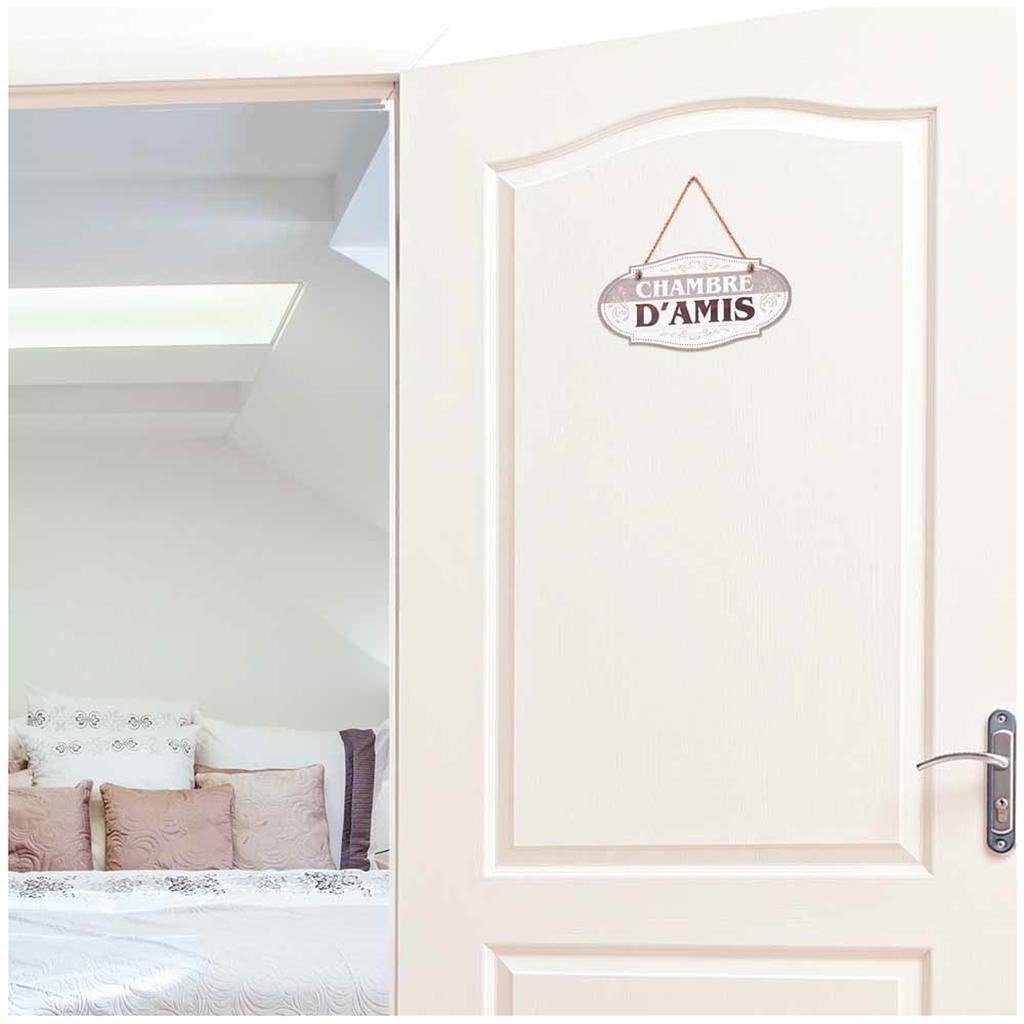 Les Trésors De Lily [R3365] - Gray 'Guest Room' Wooden Plaque - 20x10 Cm