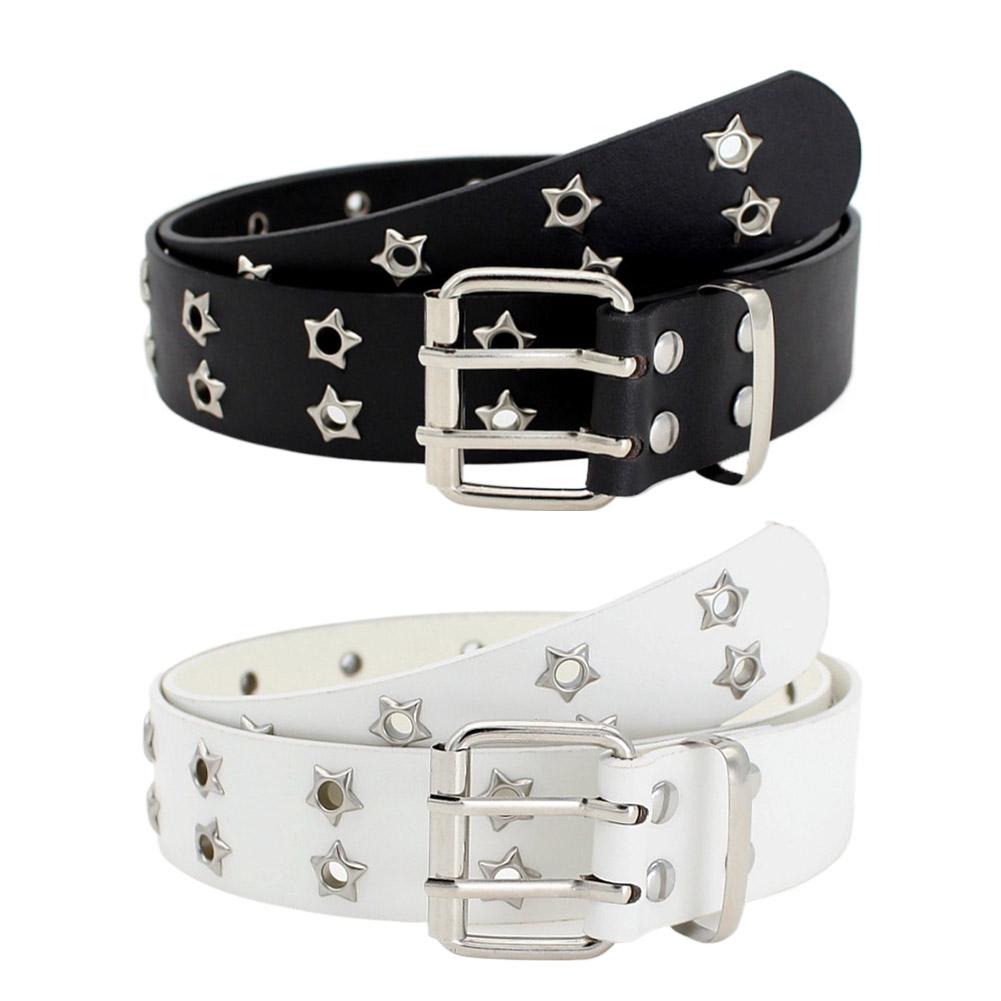 Star Eye Rivet Belt Hollowed-out Punk Belt For Man/women Buckle Decoration Y2K Fashion Pu Waist T1A0